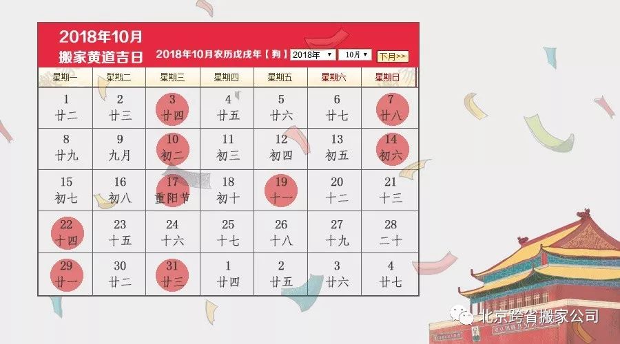 10月份良辰吉日 1月份适合搬家的黄道吉日